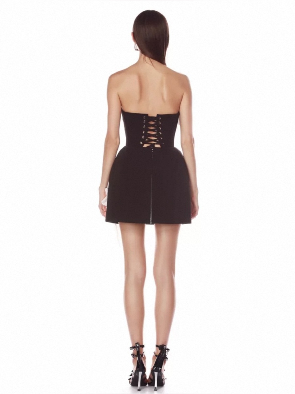 NEW Bronx and Banco Jasmine Maraya Mini Dress in Black & White with White Floral - Picture 7 of 16